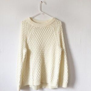 H&M Off White Long Length Long Sleeve Sweater, XS